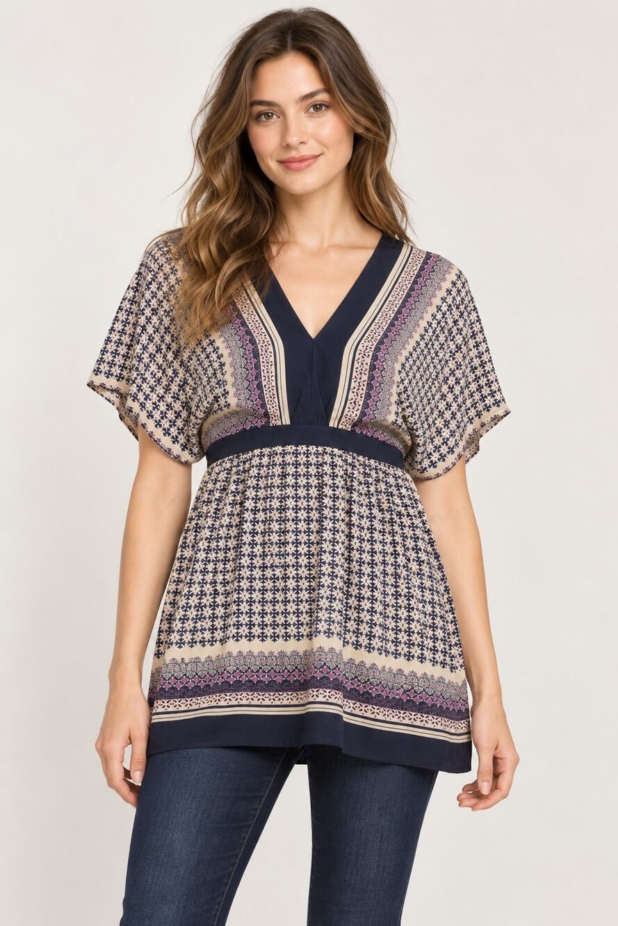 Meadow Rue Anthropologie Top Blouse XL Purple Abstract Floral Silk Boho Blue
